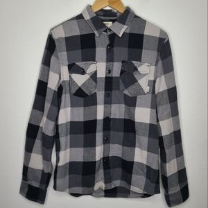Vans Black & White Plaid Button Down Long-Sleeve Shirt